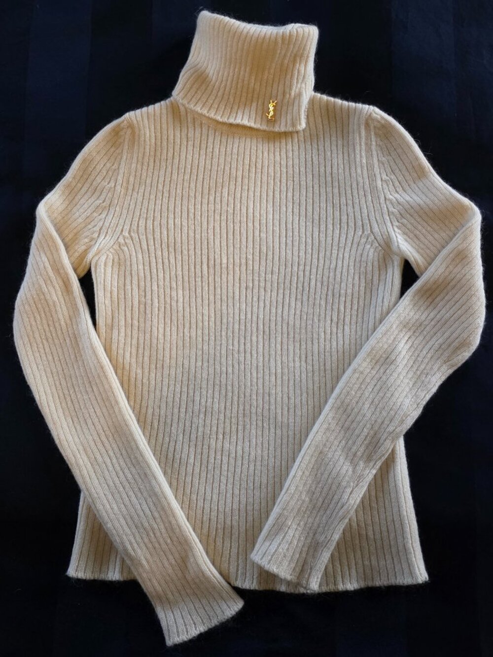 Saint Laurent Ivory Turtleneck Sweater Wool Cashmere Mohair blend XS